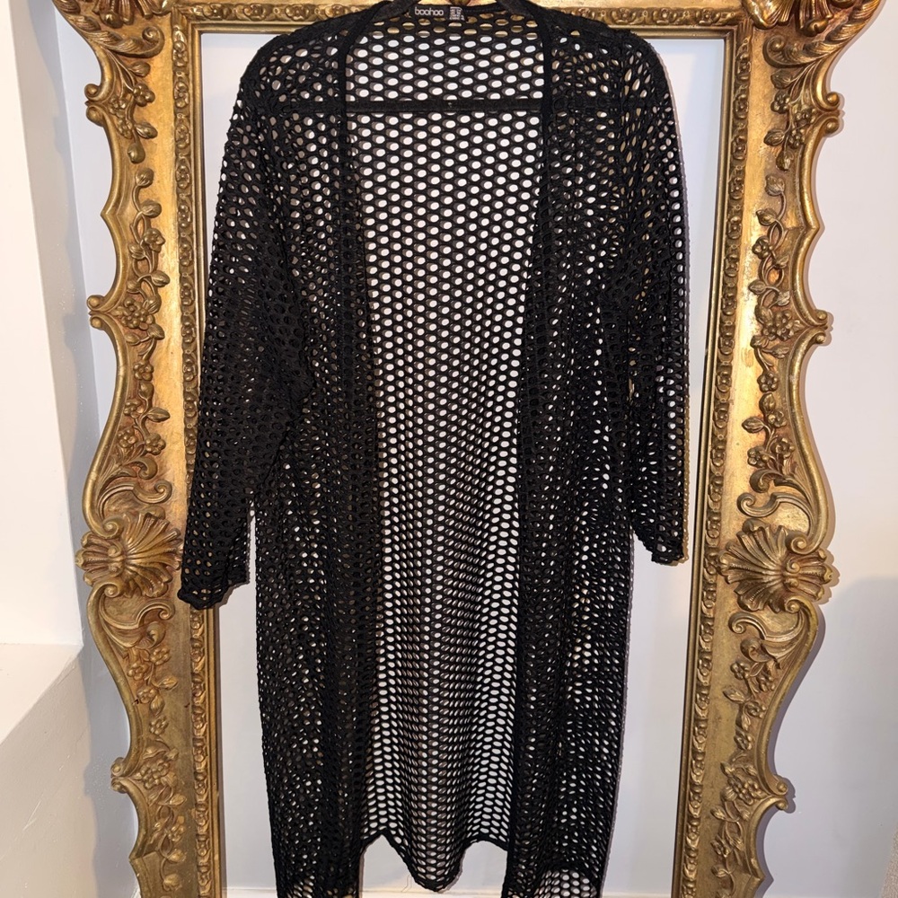 Boohoo Black Mesh Cardigan US 16